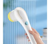Limpiador eléctrico de mano a prueba de agua, fregadero para bañera, baño, cocina, cepillos de limpieza, herramienta de lavado, juego de brochas blanco