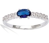 Anillo de Plata Zafiro Blanco 'Sissi' - 6x4mm 52