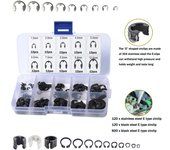 120/600/caja Anillo de fijación de anillo de presión Acero inoxidable/acero negro Combinación de acero inoxidable 304 Kit de anillo de retención tipo E Juego de anillo de presión