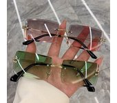 Gafas de sol de moda vintage sin montura rectangulares sin montura gradiente UV400 gafas de sol de viaje de verano para dama blanco