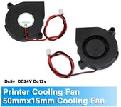 Ventilador de refrigeración para impresora 3D DC 5V/12V/24V, ventilador silencioso para impresora, ventilador Turbo con disipación de calor con terminal de 2 pines Dc12v