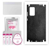 apgo Protective Skin Sticker for the back+sides compatible with Samsung Galaxy A72 5G, Full Wrap Film, Foil, Vinyl - Pattern Black Leather