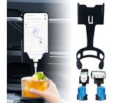 Soporte de teléfono móvil para taza de agua de coche, soporte de posición 2 en 1 para asiento de coche, botella de agua, almacenamiento de limpieza de café, 1 Uds. negro