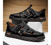 Zapatos casuales de verano para hombre, calzado para exteriores, sandalias deportivas, sandalias de gladiador, plataforma abierta, sandalias ligeras para playa, calzado de Roma 38 negro