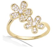 Anillo chapado en oro 'Flora' oro blanco - 18x10 mm 52 blanco