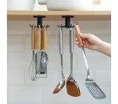 Para organizador y almacenamiento de cocina, organizadores de suministros de cocina, estante giratorio, accesorios, organizador de gabinete, estante de almacenamiento con gancho negro