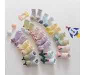 25 calcetines antideslizantes para bebé con dibujos de animales: Calcetines de piso para primavera/verano para bebés y recién nacidos con muñecos 3D M (1-3 years)