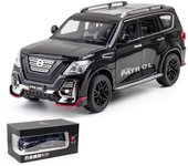 Modelo de coche todoterreno de aleación fundida a presión a escala 1/24, SUV, juguete con luz y sonido, colección de juguetes para niños y adultos. 1/24-Size:21*9*8.3cm negro