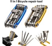 Kit de herramientas de reparación de bicicletas 11 en 1, llave inglesa para bicicleta de montaña, destornillador, cadena, radios hexagonales, juego de reparación de bicicletas multifunción, herramienta de ciclismo negro