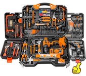 Juego de herramientas multifuncionales portátiles: Kit eléctrico, de carpintería y reparación con caja de herramientas