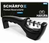 SCHÄRFOX Afilador de Cuchillos Profesional Afilador de Cuchillos 3 Etapas Diamante Afilador de Cuchillas