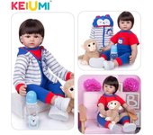 KEIUMI-bebé Reborn Realista de 24 pulgadas, cuerpo de tela, bonito niño recién nacido, juguete Boneca, muñeca bebé para regalos de cumpleaños y Día de los niños 60cm
