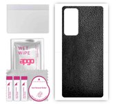 apgo Protective Skin Sticker for the back compatible with Motorola Edge 2021, Wrap Film, Foil, Vinyl - Pattern Black Leather
