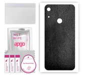 apgo Protective Skin Sticker for the back compatible with Huawei Y6S, Wrap Film, Foil, Vinyl - Pattern Black Leather