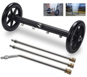 Escoba de agua para debajo del automóvil con lavadora a presión de 16 pulgadas con 2 varillas de extensión y función dual para debajo del chasis negro