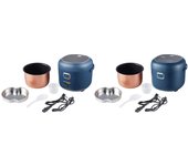 Olla arrocera eléctrica de 2 l, multiusos, para cocinar gachas, vaporera para viajes en coche, camping, autocaravanas y otros vehículos.
