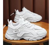 Zapatillas blancas de moda para hombre, zapatillas de plataforma de malla transpirable, zapatillas deportivas informales con cordones para hombre, zapatos vulcanizados, tenis masculinos 39 blanco