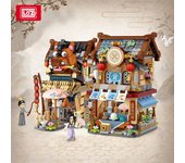 LOZ-bloques de construcción con vista a la ciudad, cafetería, tienda minorista, arquitectura, modelo de ensamblaje, juguete, regalo de Navidad para niños y adultos