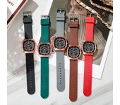 Reloj de cuarzo casual con correa de silicona, reloj eléctrico, reloj de pulsera creativo para mujer café