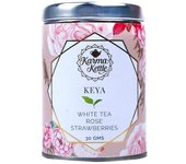 Té blanco con rosa y fresa (30g), Keya, hervidor de karma