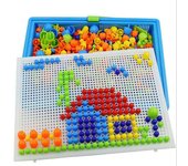Juego de 296 piezas de cuentas de hongo en forma de caja, rompecabezas inteligente en 3D, tablero de rompecabezas para niños, juguetes educativos