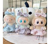 Lindo conjunto de ropa para muñecas, accesorios y vestido clásico para muñecas Labubu V2 de 17 cm, ropa para niñas, regalo para niñas Labubu Ropa No doll de la perla rosa