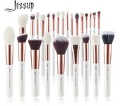Jessup-brochas de maquillaje profesionales, color blanco perla/oro rosa, 25 uds., kit de brochas de maquillaje, juego de base, colorete en polvo, belleza blanco perla/oro rosa