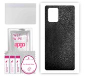 Adhesivo protector trasero apgo compatible con Samsung Galaxy S10 Lite, película envolvente, lámina, vinilo - Patrón de cuero negro