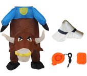 Disfraz inflable de toro para adultos, divertido disfraz de jinete de toro con soplador para Halloween.