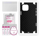 apgo Protective Skin Sticker for the back+sides compatible with Apple iPhone 13 mini, Full Wrap Film, Foil, Vinyl - Pattern Carbon Black