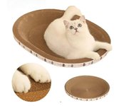 Rascador de cartón para gatos, cama rascadora corrugada ovalada, tablero rascador, juguetes con garras para gatos, cama nido resistente al desgaste.