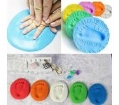 Huella de la mano de arcilla para bebé, cuidado del bebé Secado al aire Arcilla suave Huella de la mano del bebé Kit de impresión de huella Fundición Almohadilla de tinta de mano para padres e hijos Huella digital Juguete de regalo DIY Ultralight clay bla
