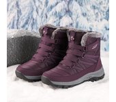 Botas de nieve cálidas de invierno para mujer, botines hasta media pantorrilla con forro de piel sintética, resistentes al agua, antideslizantes, para senderismo al aire libre, zapatos de caña alta 35