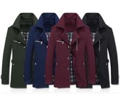 Chaqueta cálida de invierno para hombre, abrigo, abrigo, gabardina larga y delgada con botones L verde del ejército