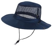 Sombrero de pescador de malla plegable para hombre y mujer, transpirable, para playa, exterior, para pesca, senderismo, verano, L9 56-60cm azul oscuro
