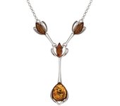 Les Trésors De Lily [R5656] - Collier argent artisanal 'Inspiration' Ambre cognac argenté (rhodié) - 33x8 mm