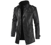 Chaqueta de cuello alto para hombre de otoño e invierno, abrigo cortavientos de calle para hombre, ropa de cuero para hombre, chaqueta gruesa, chaqueta informal de forro polar para hombre, PU XXXXL marrón oscuro