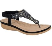 Cipriata Sandalias con tira para el dedo del pie con joyas Mazzina para mujer/señoras 3 UK negro