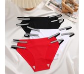FINETOO Braguita sin costuras para mujer, diseño de cinturón sexy, ropa interior cómoda de cintura media M blanco