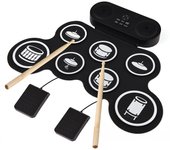 Batería electrónica Hand Roll Drum Set 7 pads con altavoz doble 7 estilos de batería 6 ritmos 10 demostraciones negro