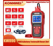 KONNWEI KW890 probador de batería de reinicio de aceite herramienta de escáner de diagnóstico OBD2 3 en 1 herramienta de diagnóstico de lector de código de verificación de motor EOBD rojo