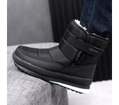 Botas de nieve cálidas de invierno para hombre, ligeras, antideslizantes, resistentes al agua, botines hasta el tobillo, forro de piel sintética, botas cortas para deportes al aire libre, senderismo y caminar para hombre 36 negro