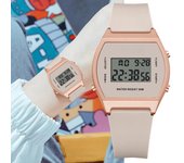 Reloj digital para mujer, ultrafino, de moda, color rosa, resistente al agua, electrónico, relojes deportivos para mujer