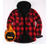 Chaquetas casuales a cuadros gruesas con capucha acolchadas para otoño e invierno para hombres, abrigos, camisas de manga larga para hombres, camisas cálidas retro S azul