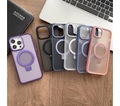 Funda de teléfono Magsafe mate con sensación de piel, funda translúcida de protección para cámara de Metal para Iphone 14, 12, 11, 13 Pro Max, 14 Plus For iPhone13 púrpura oscuro