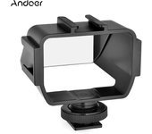 Andoer Cámara universal Selfie Vlog Pantalla de espejo abatible hacia arriba con 3 soportes de zapata fría para instalar negro