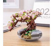 Mini bonsái, bloque de construcción de flores, planta creativa, árbol de flor de cerezo en maceta, ramo DIY, adornos para el hogar, juguete de ensamblaje, regalo para Amiga