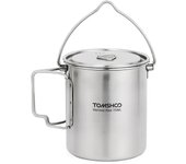 TOMSHOO-olla de acero inoxidable de 750ml, tazón taza de agua portátil con tapa y mango plegable, cocina de acampada al aire libre, Picnic Pot