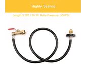 Manguera adaptadora de recarga de propano Manguera de extensión de propano de 39,3 pulgadas Manguera de recarga de propano con control de encendido y apagado negro
