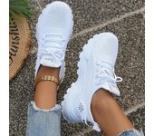 Zapatillas deportivas bajas con cordones de color liso para mujer, informales, para correr al aire libre y de verano 36 blanco